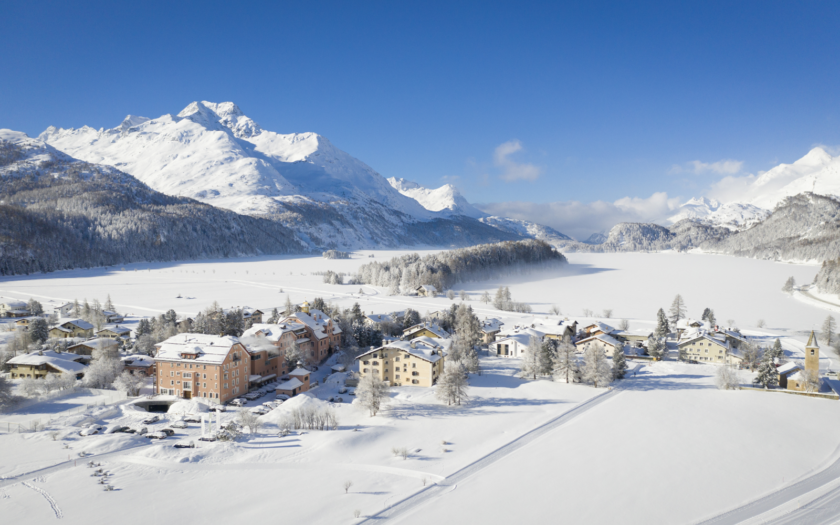 Sils Parkhotel Margna Winter Oberengadin Berge Schnee Bergwelt